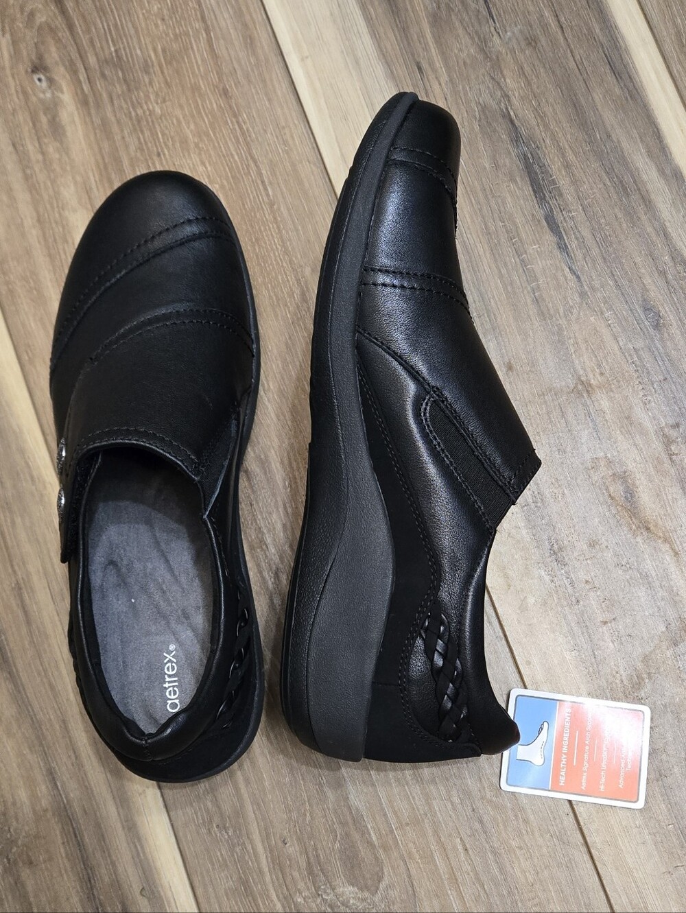 NWOB AETREX women's Karina monk strap Loafer Shoes Black Size EU 42 US 10.5-11